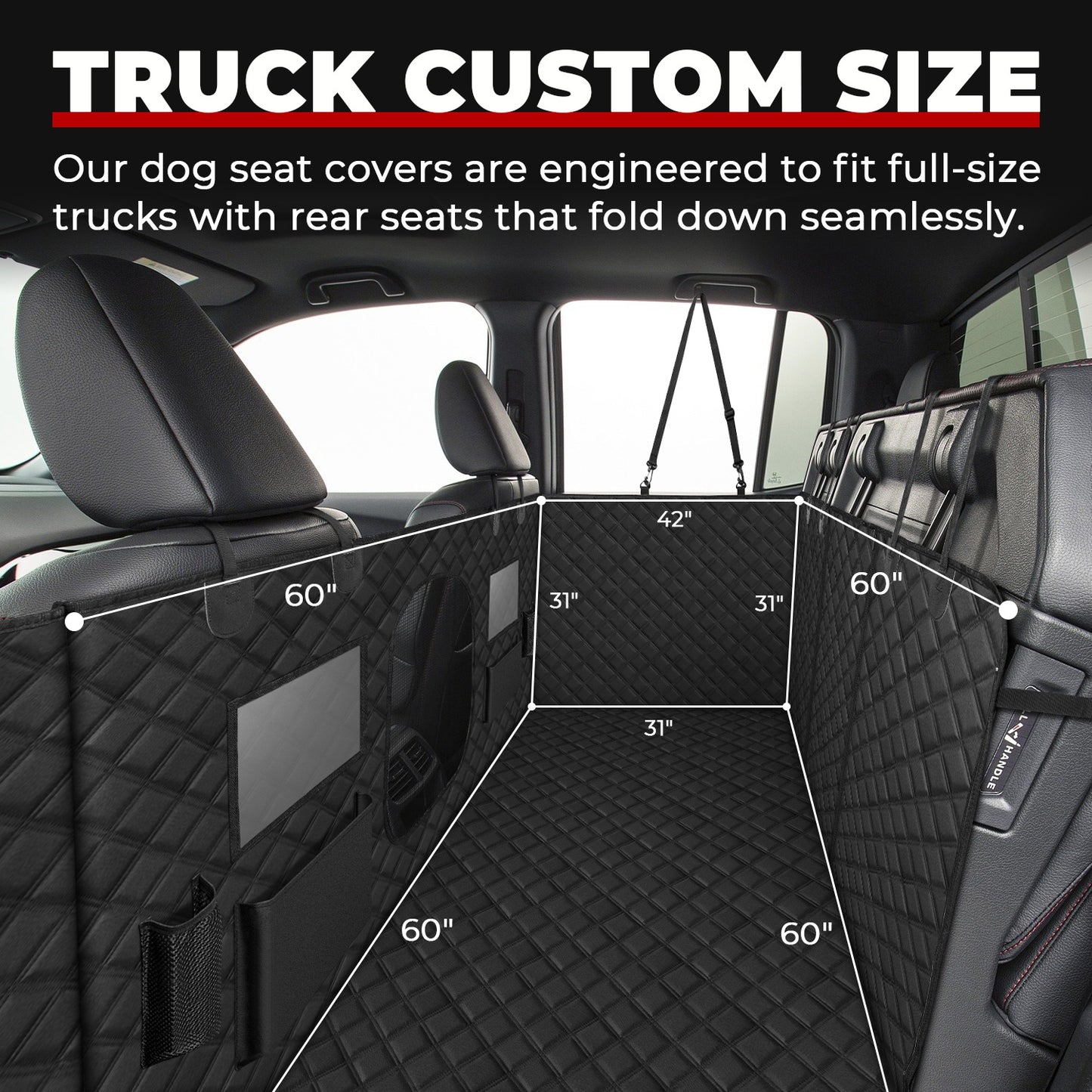 Dog Seat Cover for Back Seat of Full Size Crew Cab Trucks with Fold Up Seats - OHMU