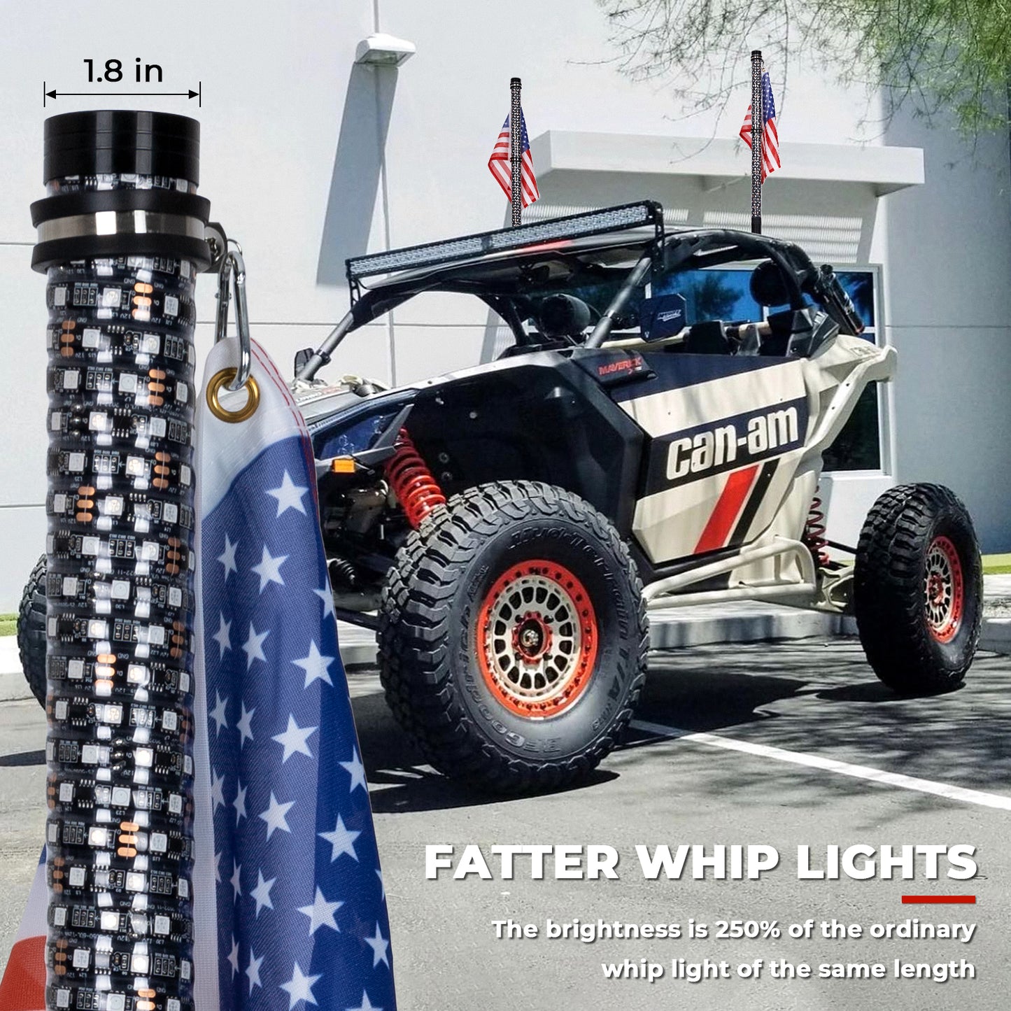 2FT/3FT Pair of RGB Chasing Fat Whips Lights with Bluetooth and Remote - OHMU