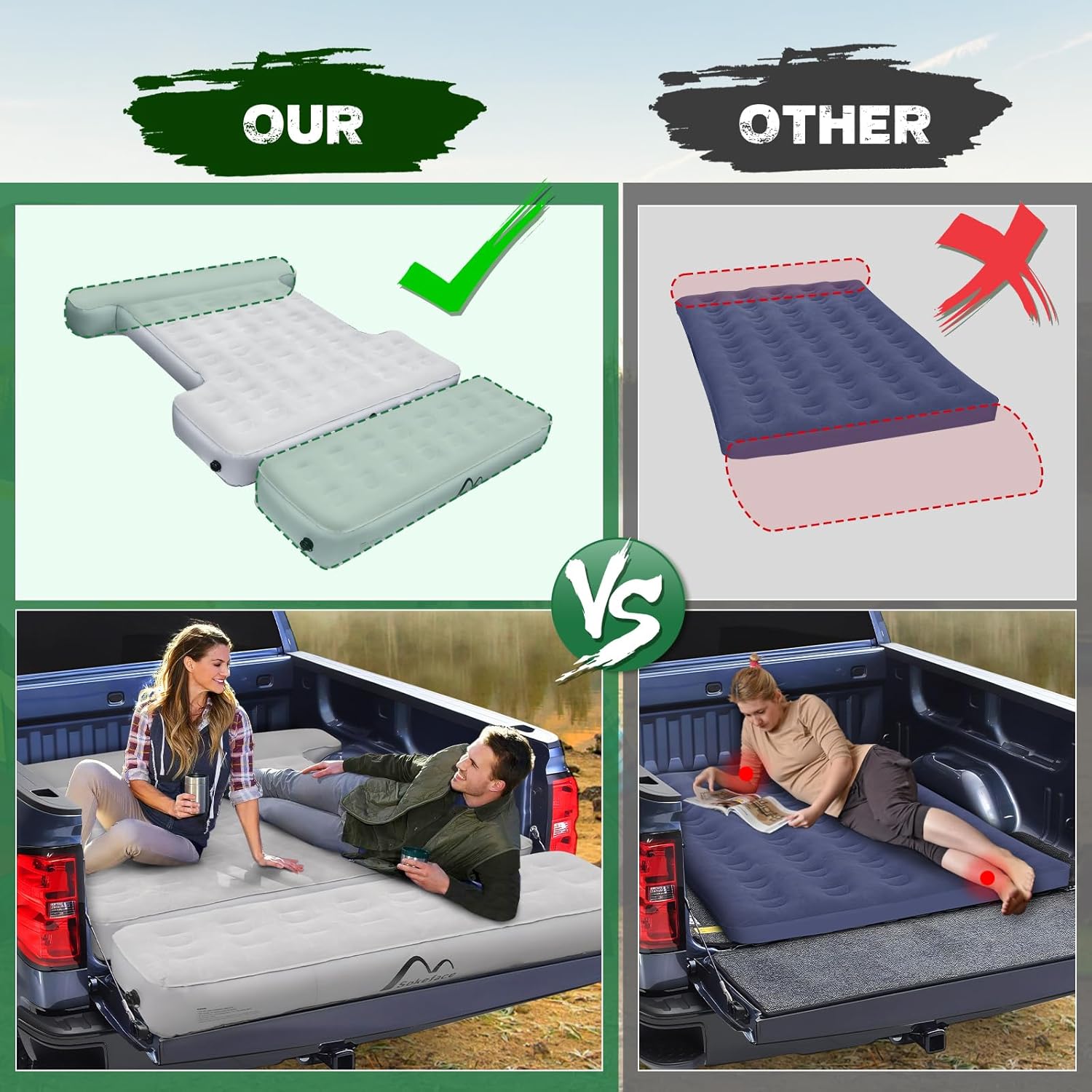 Truck Bed Mattress for 5.5-5.8ft Short Truck with extension - OHMU