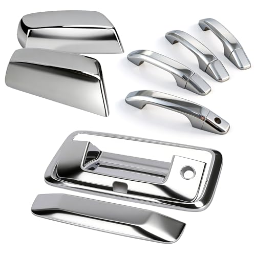 Chrome Door Handle Covers, Mirror Covers and Tailgate Cover with Camera Hole for 2014-2018 Chevy Silverado and GMC Sierra 1500 2500 3500