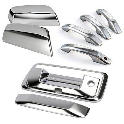Chrome Door Handle Covers, Mirror Covers and Tailgate Cover with Camera Hole for 2014-2018 Chevy Silverado and GMC Sierra 1500 2500 3500