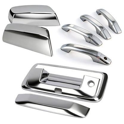 Chrome Door Handle Covers, Mirror Covers and Tailgate Cover with Camera Hole for 2014-2018 Chevy Silverado and GMC Sierra 1500 2500 3500