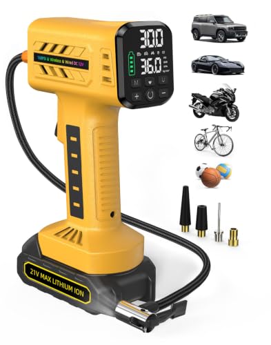 21V Cordless Tire Inflator, 160 PSI Portable Air Compressor for Car Tires
