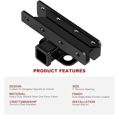 2" Tow Hitch Receiver with Cover for Jeep Wrangler JK