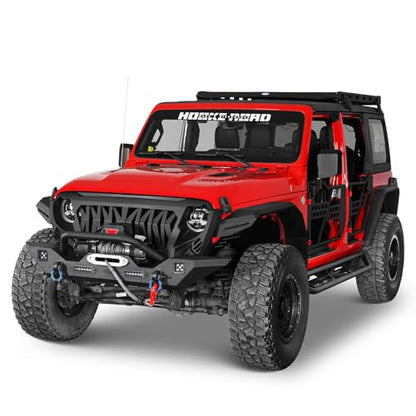 Jeep JL JLU Bumper Set with Winch, Hitch, LED Lights, D-rings