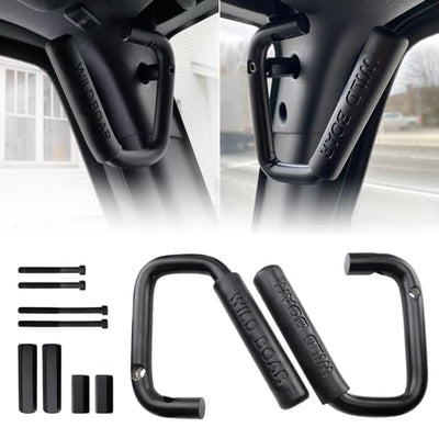 Front Grab Handle Kit  Grab Bar for 2007-2018 Jeep Wrangler JK JKU Rubicon Sport Sahara (Black)
