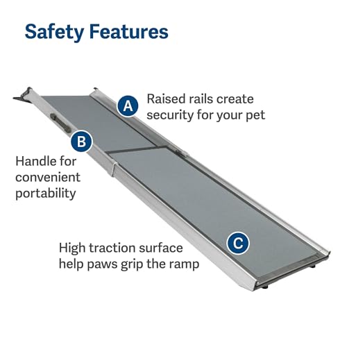 Telescoping Dog Ramp Extends from 39-71 Inches No Slip High Traction Surface Collapsible and Locking - OHMU