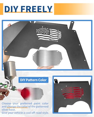 Front Inner Fender Liners with US Flag Design for 2018–2024 Jeep Wrangler JL/JLU & Gladiator JT