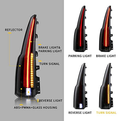 Full LED Tail Lights for GMC Yukon 2015–2020, Plug & Play, Amber Turn Signal, Driver & Passenger Sides, Smoked