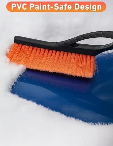 27" Aluminum Ice Scraper & Snow Brush with Ergonomic Grip (Orange)