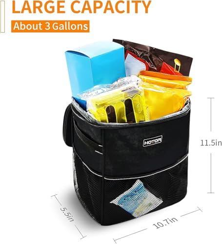 Car Trash Can, Leakproof Car Organizer, 2/3-Gallon, Black