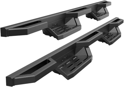 6.5in Stainless Steel Nerf Bars Pocket Steps Square Tube Rocker Guards Compatible with Chevy Silverado GMC Sierra Crew Cab 19-25
