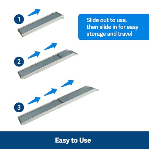 Telescoping Dog Ramp Extends from 39-71 Inches No Slip High Traction Surface Collapsible and Locking - OHMU