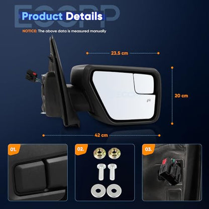 Right Tow Mirror For 2021-2024 Ford F150 Pickup Truck