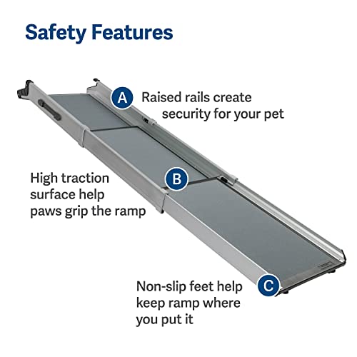 Telescoping Dog Ramp Extends from 39-71 Inches No Slip High Traction Surface Collapsible and Locking - OHMU