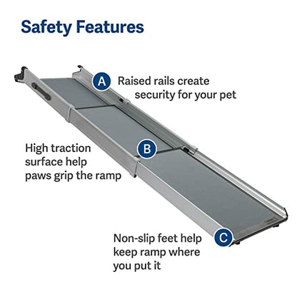 Telescoping Dog Ramp Extends from 39-71 Inches No Slip High Traction Surface Collapsible and Locking - OHMU