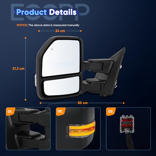 Pair Tow Mirrors for Ford F-150 2015-2020 Pickup Truck