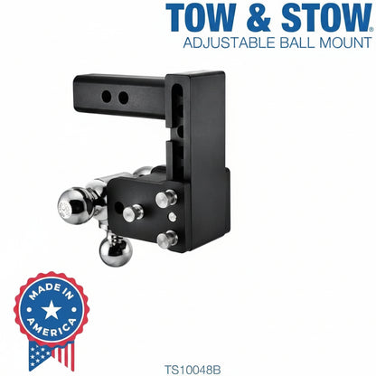 Tow & Stow Adjustable Tri-Ball Mount for 2" Receiver - 5" Drop, 10,000 lb GTW - TS10048B