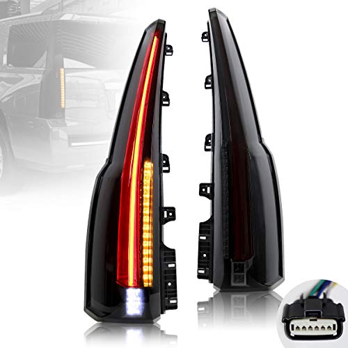 Full LED Tail Lights for GMC Yukon 2015–2020, Plug & Play, Amber Turn Signal, Driver & Passenger Sides, Smoked