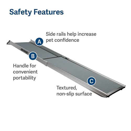 Telescoping Dog Ramp Extends from 39-71 Inches No Slip High Traction Surface Collapsible and Locking - OHMU