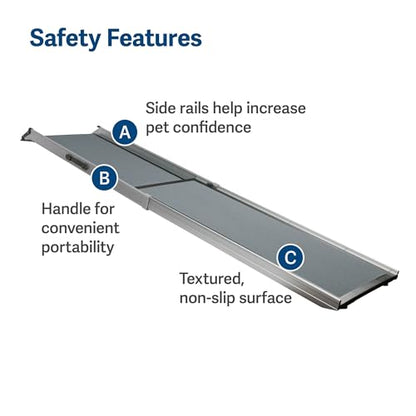 Telescoping Dog Ramp Extends from 39-71 Inches No Slip High Traction Surface Collapsible and Locking - OHMU