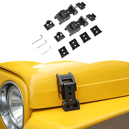 Aluminum Hood Latches for Jeep Wrangler TJ 1997-2006 (Black)