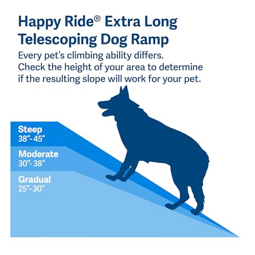 Telescoping Dog Ramp Extends from 39-71 Inches No Slip High Traction Surface Collapsible and Locking - OHMU