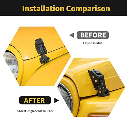 Aluminum Hood Latches for Jeep Wrangler TJ 1997-2006 (Black)