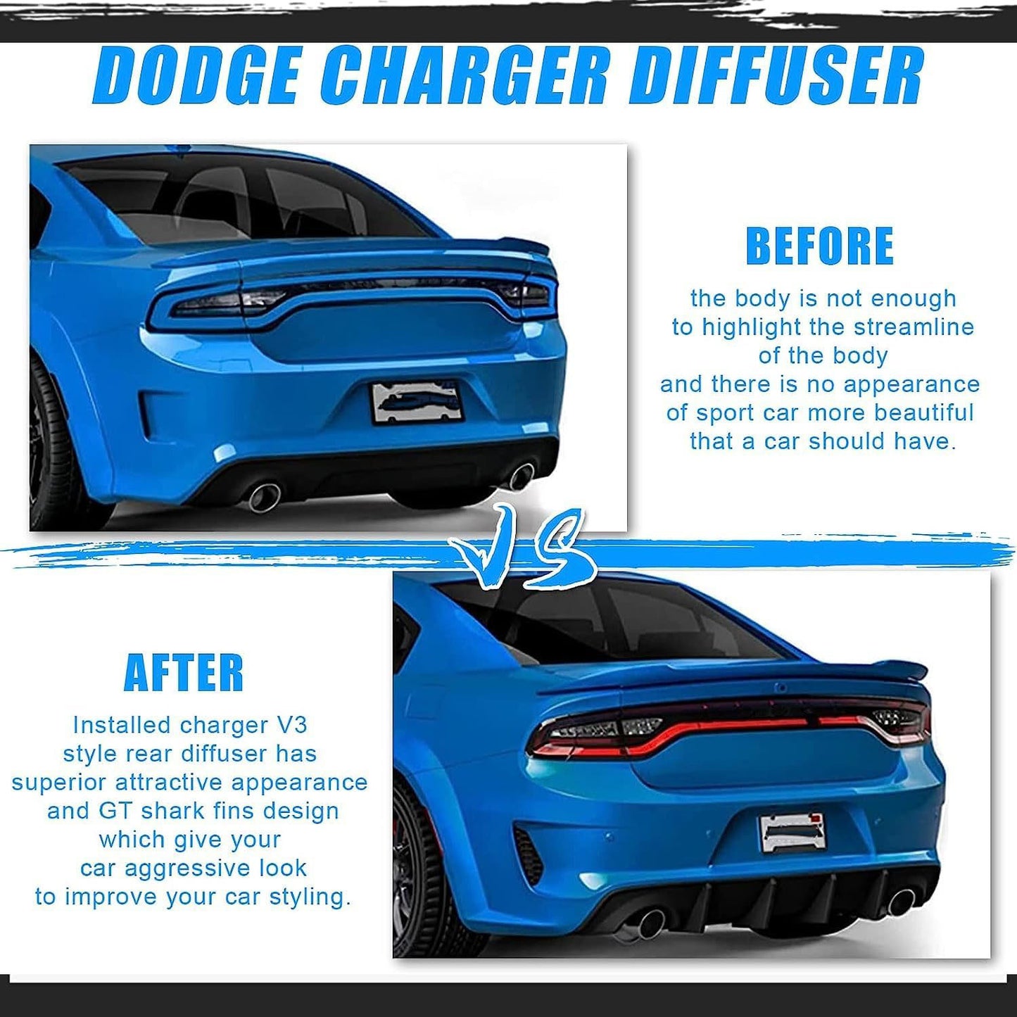 Rear Diffuser Compatible with 2015-2023 Dodge Charger