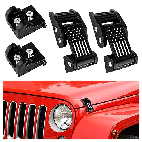 Aluminum American Flag Hood Latches for Jeep Wrangler JK JKU (2007-2018)