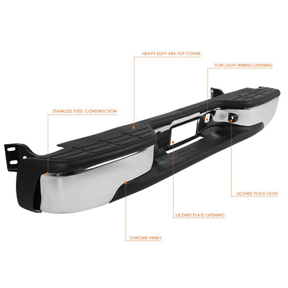 Rear Step Bumper with Plate Lights for 1999-2006 Chevy/GMC 1500/2500 - Replaces GM1103124/GM1103122/12496085