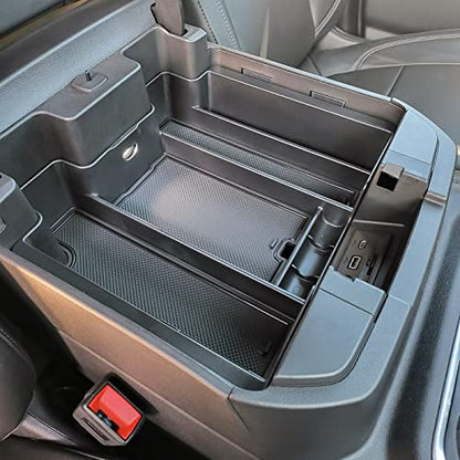Center Console Organizer Tray for 2019-2022 Chevy Silverado 1500 & GMC Sierra 1500, 2020-2023 Silverado/Sierra 2500HD/3500HD, Black ABS