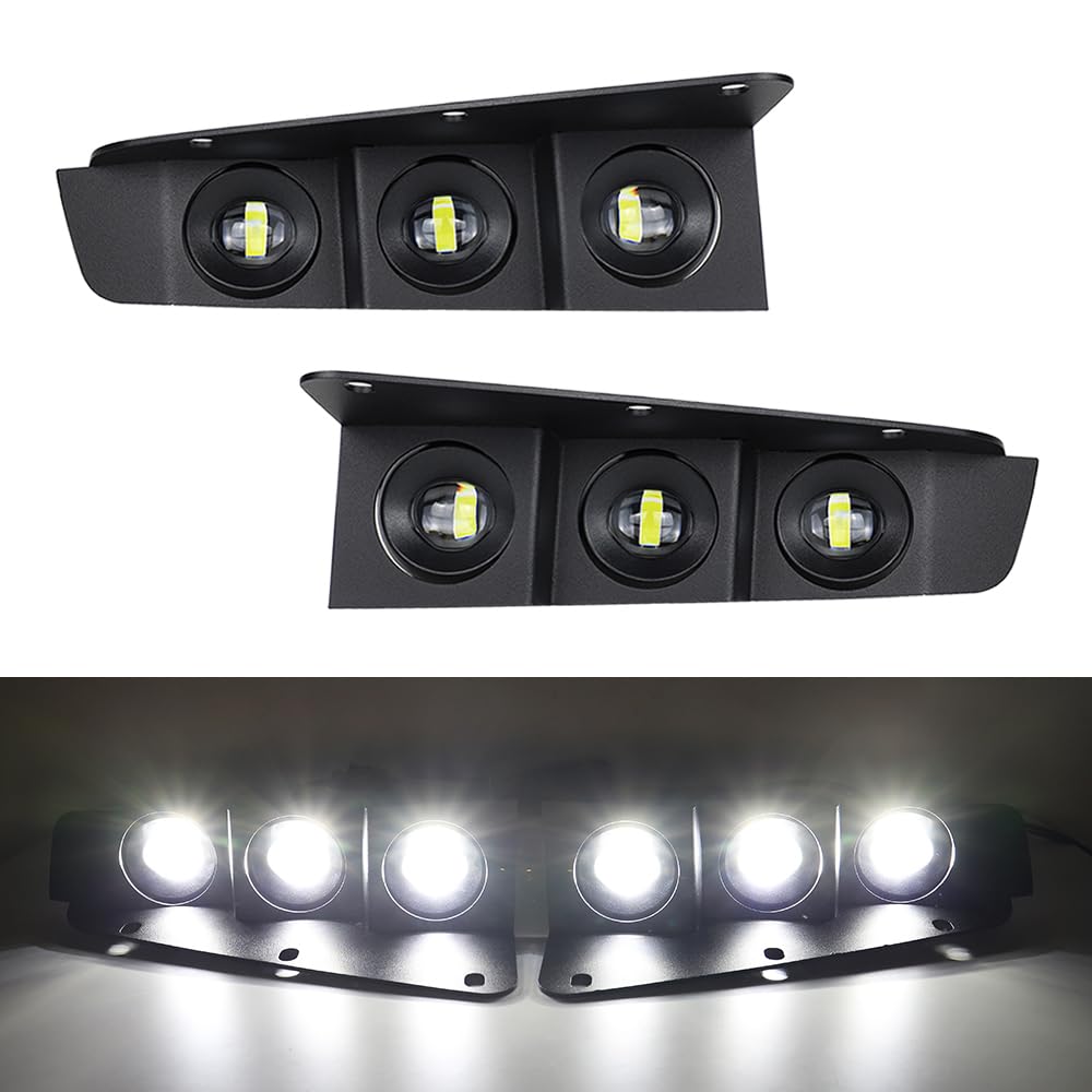 Bronco Bumper LED Fog Lights, White DRL for 2021-2024 2/4 Door