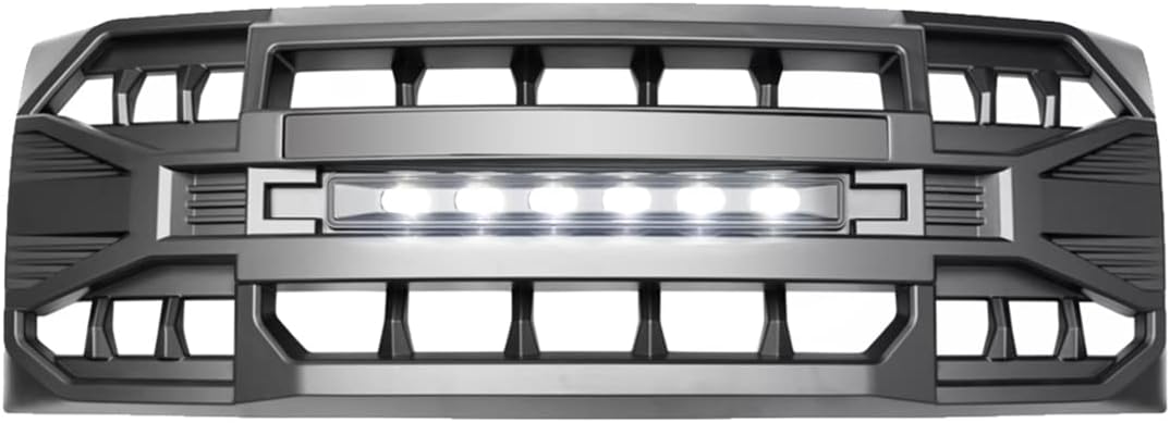 Front Grill Replacement for F150 2009-2014, Matte Black Bumper Grille w/Off-Road Lights