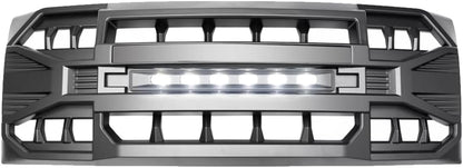 Front Grill Replacement for F150 2009-2014, Matte Black Bumper Grille w/Off-Road Lights