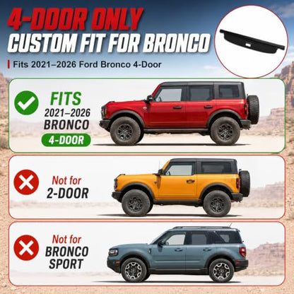 Trunk Cargo Cover for 2021-2026 Ford Bronco 4-Door