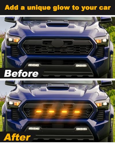 LED Front Grill Lights for Toyota Tacoma 2024-2026, 4Pcs-Amber Lights