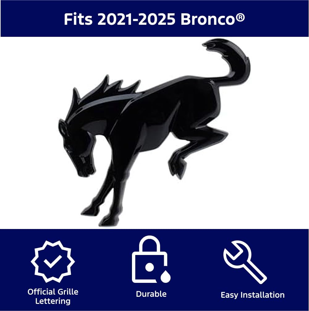 Genuine OEM Ford Bronco Emblem - Gloss Black Decal, M1447BRB