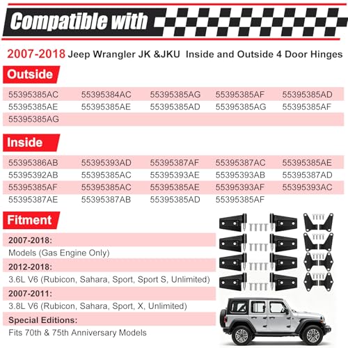 Jeep Wrangler JK JKU 4-Door Hinge Assembly