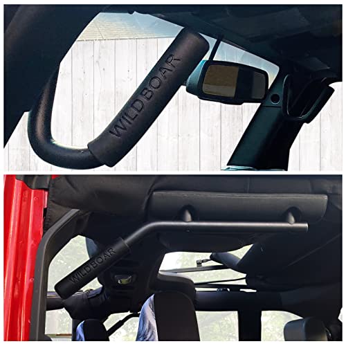 Front & Rear Grab Handle Kit Aluminum Alloy Grab Bar for 2007-2018 Jeep Wrangler JK JKU Rubicon Sport Sahara (Black)