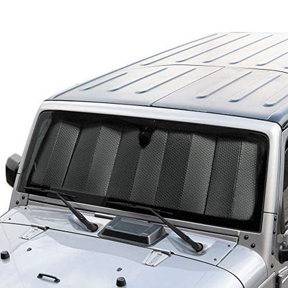 Sun Shade Fits 1987-2021 Jeep Wrangler JK, JL, CJ, YJ, TJ & 2020-2021 Jeep Gladiator, Custom Fit Windshield Foldable Accordion UV Protection 53 x 16.5 inches