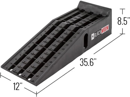 A Pair Plastic Car Service Ramps - 10,000 lbs Capacity Lifts Vehicles 6.25" H