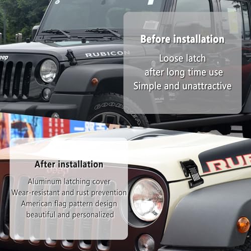 Aluminum American Flag Hood Latches for Jeep Wrangler JK JKU (2007-2018)