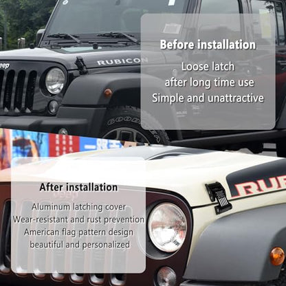 Aluminum American Flag Hood Latches for Jeep Wrangler JK JKU (2007-2018)
