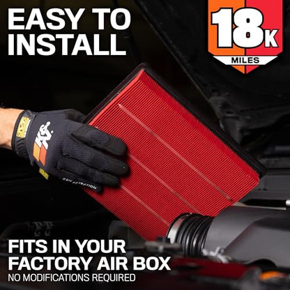 Engine Air Filter: Long Life Replacement Air Filter: Compatible with 2018-2026 Jeep Wrangler JL and Gladiator, KNA-5076