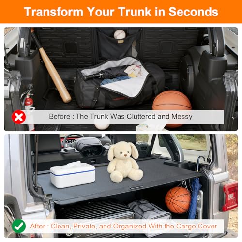 Cargo Cover for 2018-2023 Wrangler JL JLU 4 Door/Hard Top