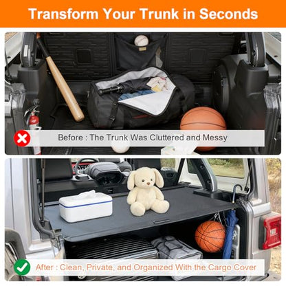 Cargo Cover for 2018-2023 Wrangler JL JLU 4 Door/Hard Top