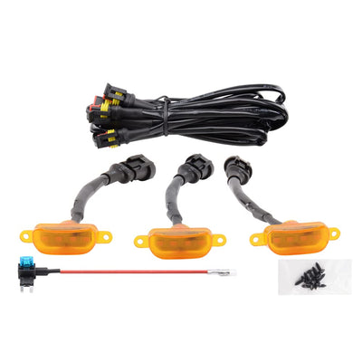 3-PCS Amber Raptor Grille Lights Kit for 2004-2019 Ford F-150 & 2013-2018 Ram 1500 - with Harness & Fuse