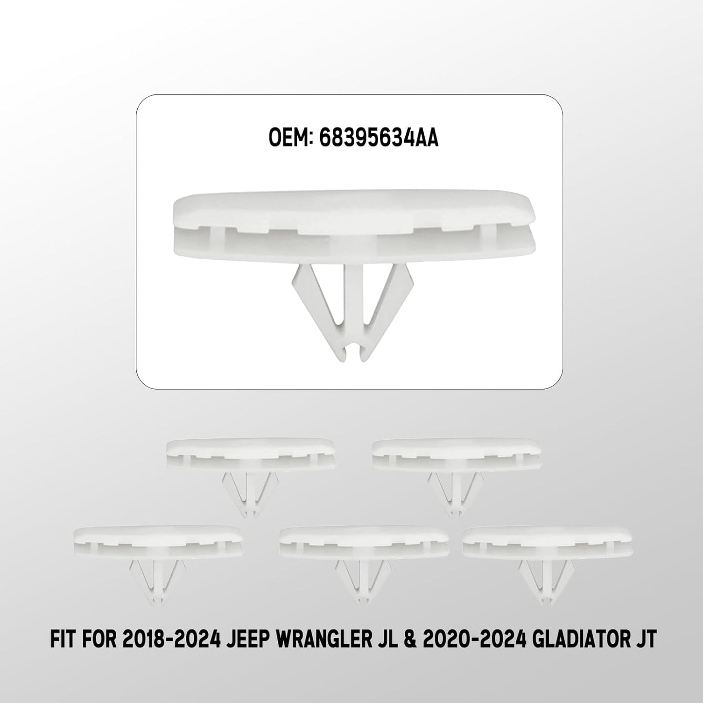 5-in-1 Push-Type Plastic Rivet Kit (150PCS) for 2007-2024 Jeep Wrangler & Grand Cherokee - Replaces 6503598