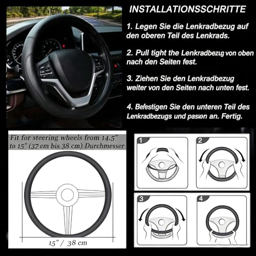 Microfiber Leather Steering Wheel Cover Universal 15 inch